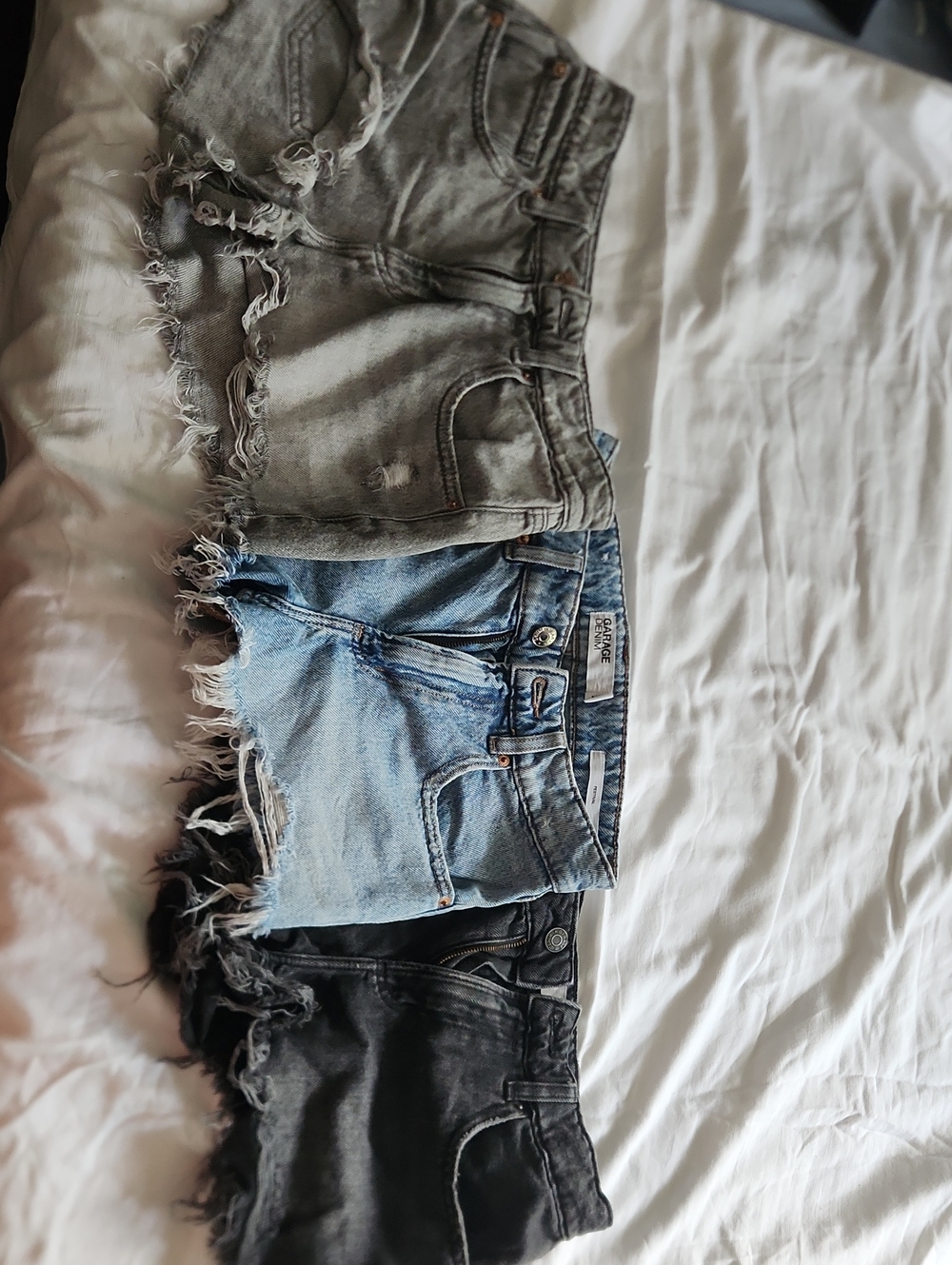 Garage womens Denim Short Trio - Light Blue, Gray, Black
